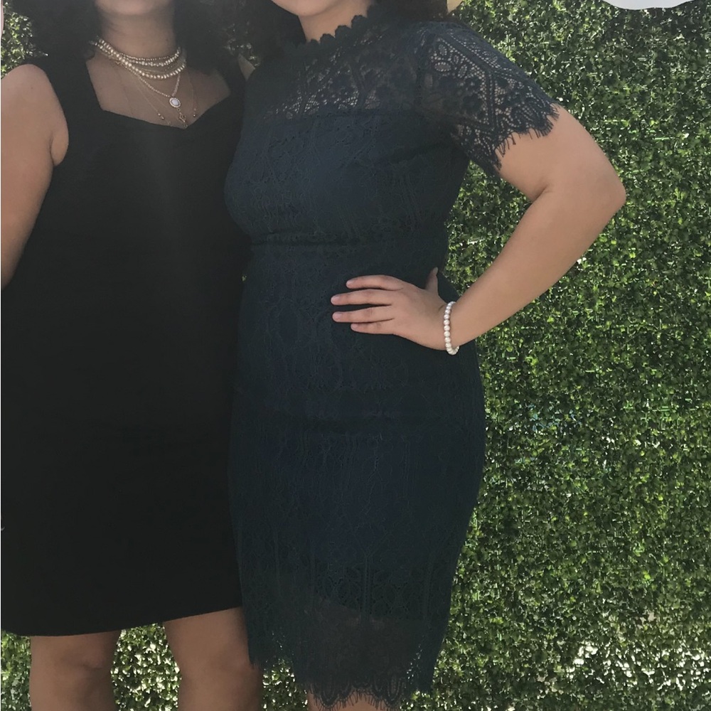Francesca's Collections Green Lace Midi Dress